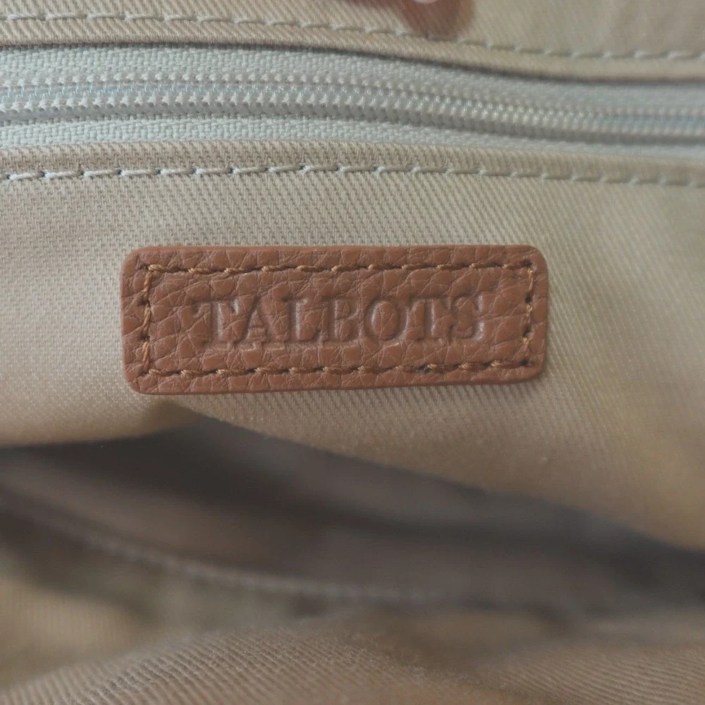 Vintage Talbots Crossbody‎ Purse Tan Leather Wool Plaid Adjustable Strap Bag